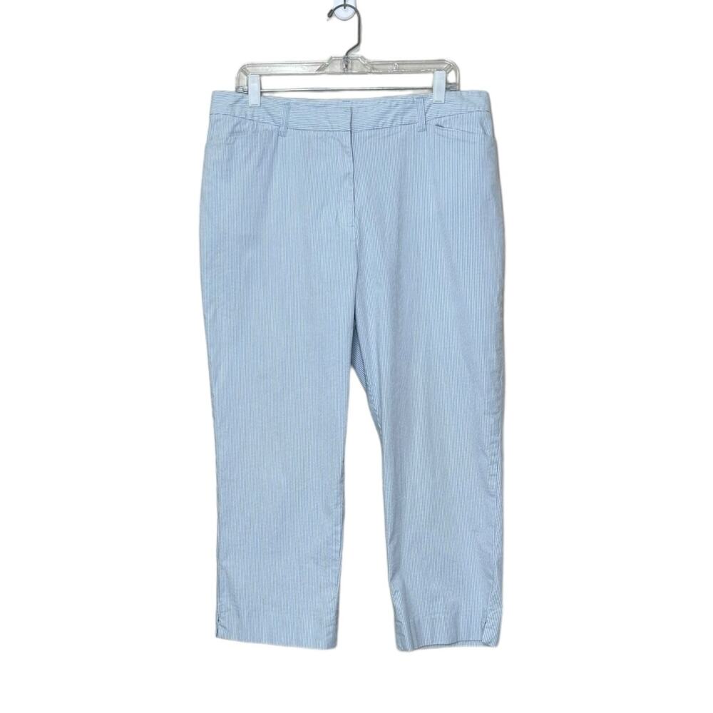 Jones New York blue white pinstripes cropped casual pants size 16